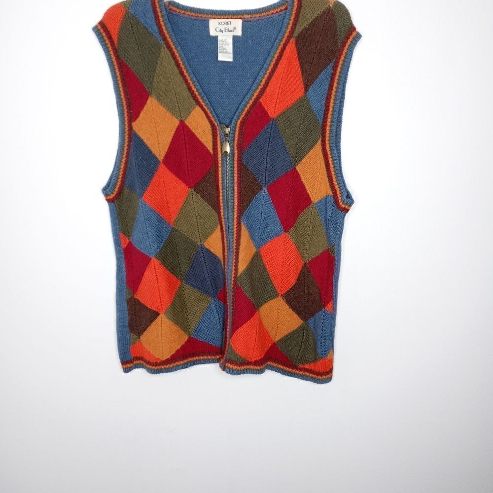 Vintage Koret City Blues knitted zip up vest size large